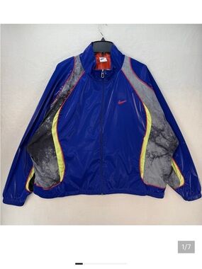 Nike Royal Blue Track Jacket with Neon Yellow & Gray Accents